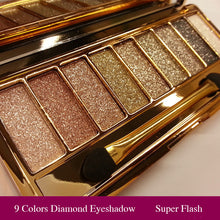 Load image into Gallery viewer, Professional Eye Shadow Pallete Makeup 9 Colors Diamond Bright Glitter Shiny Eyeshadow Make Up Palette Waterproof With Brush