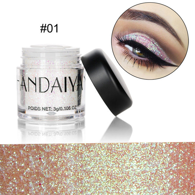 HANDAIYAN Holographic Glitter Sequins Eye Shadow + Eye Prime Shimmer Diamond Face Body Shiny Skin Festival Makeup TSLM1